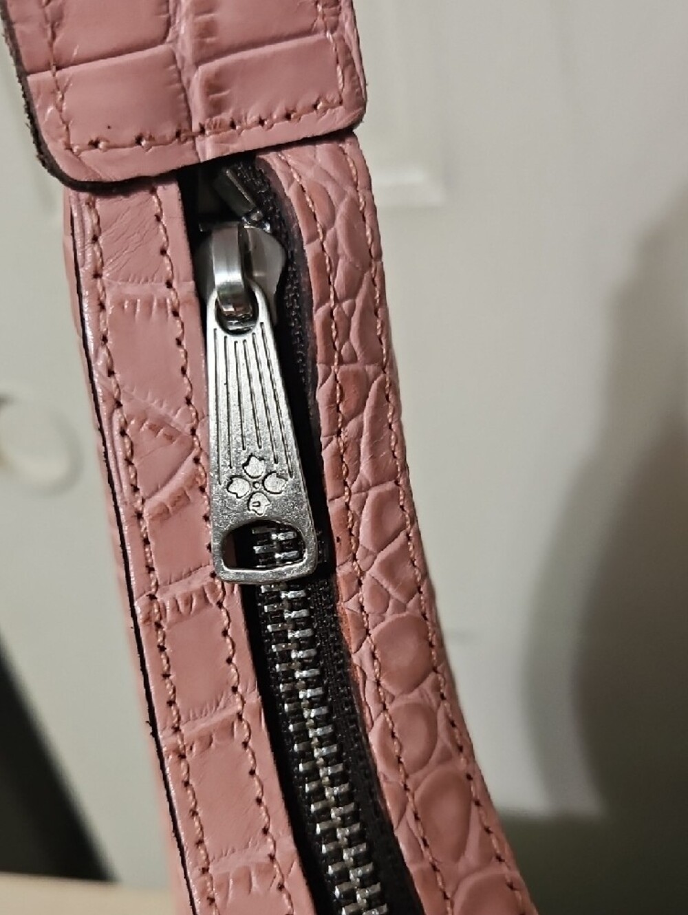 Patricia Nash Pink Croc-Embossed Crescent Crossbody Bag - Picture 8 of 11